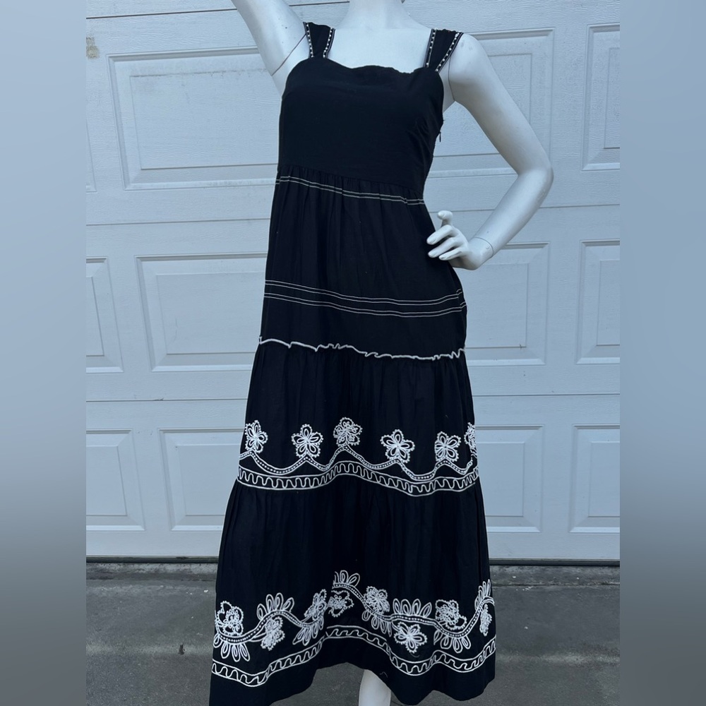 Women's Cynthia Rowley black cotton ruffle long dress  size 4